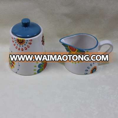 2017 New flower deisgn ceramic sugar &creamer pot